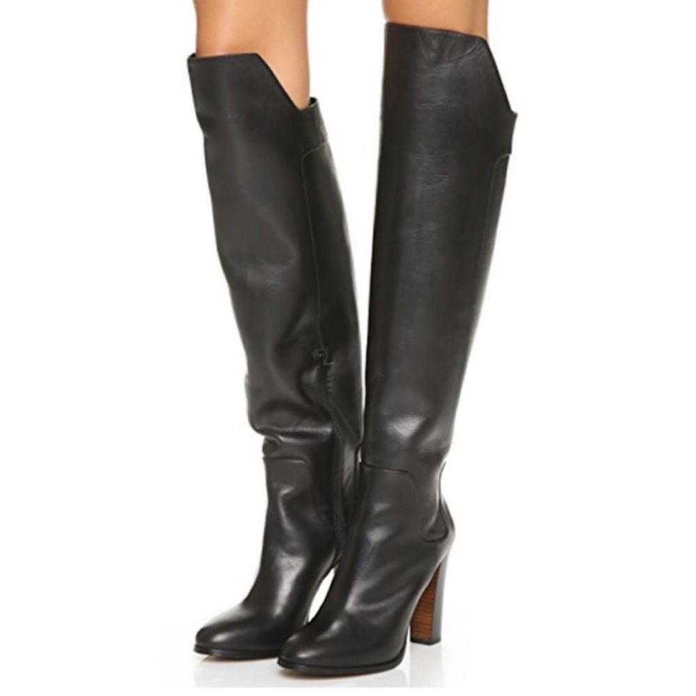 Vince Dempsey Over The Knee Black Leather Boots